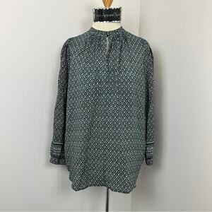 Madewell Green White Silk Tunic Long Sleeve Blouse Size Small (212)